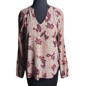 Diana Von Furstenberg maiko snow leopard print v neck pull over top size 8